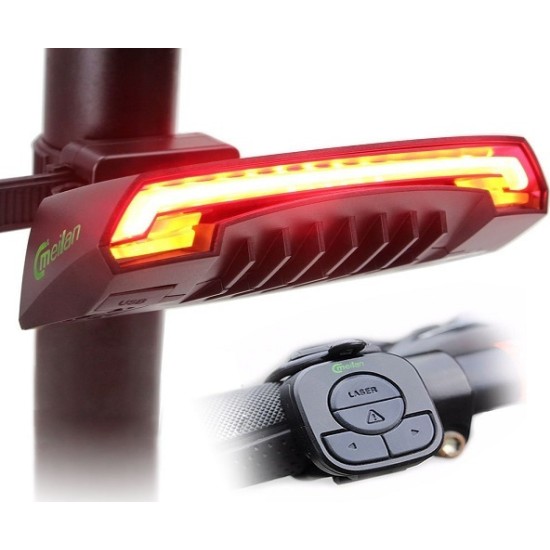 Οπίσθιο Ασύρματο Φανάρι Laser Ποδηλάτου Επαναφορτιζόμενο με USB & Φλας με Χειριστήριο στο Τιμόνι Οπίσθιο Ασύρματο Φανάρι Laser Ποδηλάτου Επαναφορτιζόμενο με USB & Φλας με Χειριστήριο στο Τιμόνι