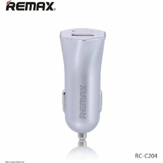 Remax Φορτιστής Αυτοκινήτου Ασημί RCC204 Συνολικής Έντασης 2.4A με Θύρες: 2xUSB