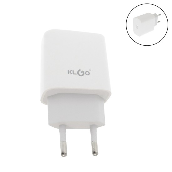 KLGO Φορτιστής Χωρίς Καλώδιο με Θύρα USB-C 20W Λευκός (PD-100)