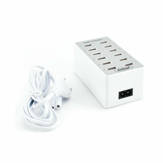 Andowl Βάση Φόρτισης με 12 Θύρες USB-A σε Λευκό χρώμα (Q-CD12P)
