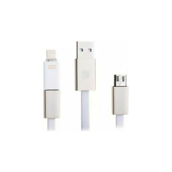 Remax RC-026T Flat USB to Lightning / micro USB Cable Λευκό 1m (Shadow) Λευκό Flat