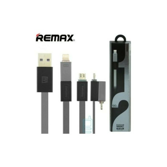 Remax Flat USB to Lightning / micro USB Cable Μαύρο 1m (RC-026T)
