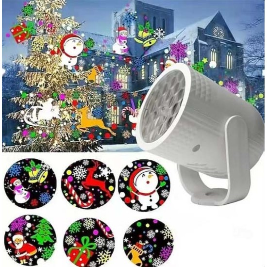 Χριστουγεννιάτικος Προβολέας RGB Με 16 Χριστουγεννιάτικα Μοτίβα Andowl Q-RG22 Λευκό