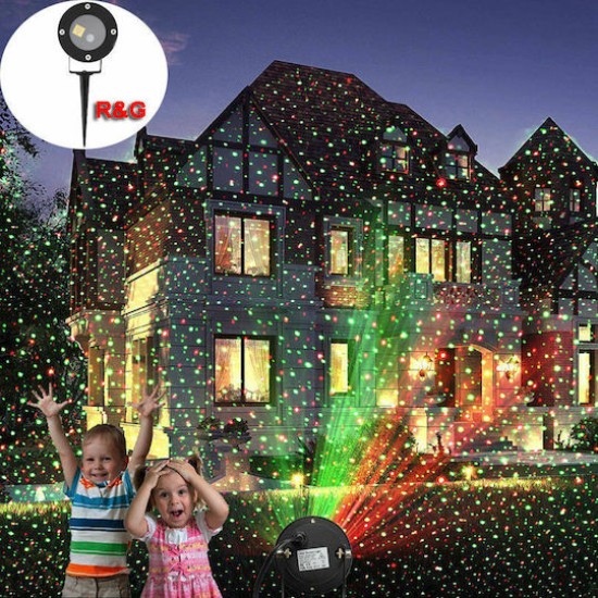 Χριστουγενιατικος Διακοσμητικός LED Προβολέας Laser με Κόκκινο & Πράσινο Μοτίβο