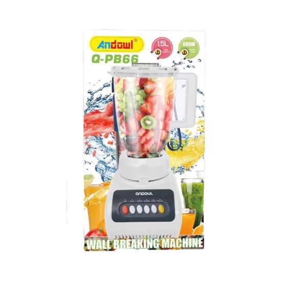 Andowl Q-PB66 Μπλέντερ για Smoothies 1.5lt 680W Λευκό Andowl Q-PB66 Μπλέντερ για Smoothies 1.5lt 680W Λευκό