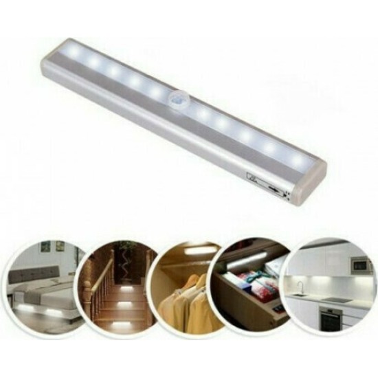 Επαναφορτιζόμενο LED Φωτιστικό Γραμμικό για Ντουλάπες με Μπαταρία και Φωτοκύτταρο