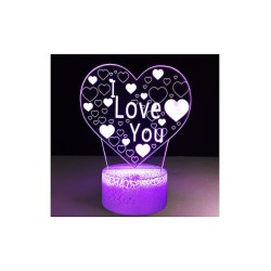 Διακοσμητικό Τρισδιάστατο 3D LED Φωτιστικό I love you