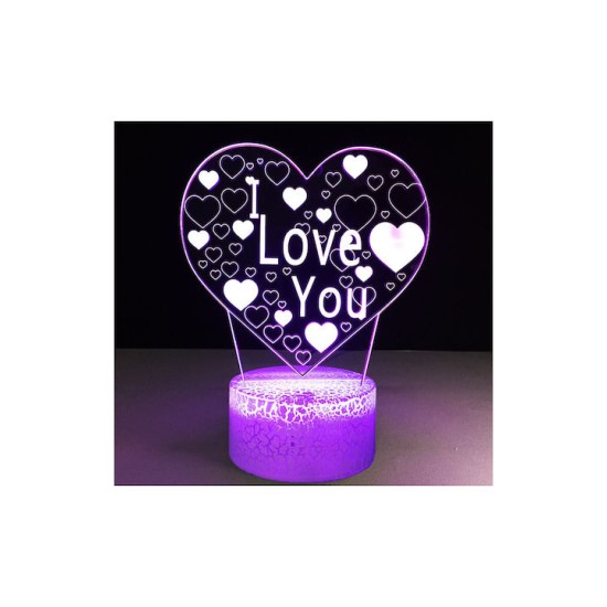 Διακοσμητικό Τρισδιάστατο 3D LED Φωτιστικό I love you