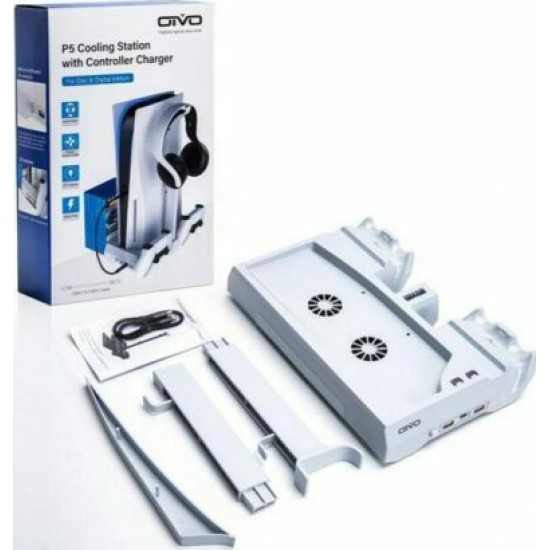 Βάση για PS5 (Fan Cooler-Controller Charging-Headset Stand-Games Storage) Λευκό Βάση για PS5 (Fan Cooler-Controller Charging-Headset Stand-Games Storage) Λευκό