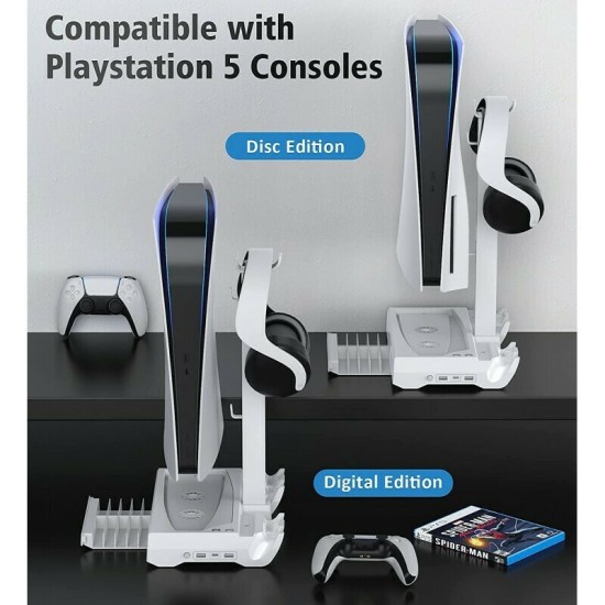 Βάση για PS5 (Fan Cooler-Controller Charging-Headset Stand-Games Storage) Λευκό Βάση για PS5 (Fan Cooler-Controller Charging-Headset Stand-Games Storage) Λευκό
