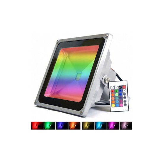 Αδιάβροχος Προβολέας RGB LED με Χειριστήριο 30W