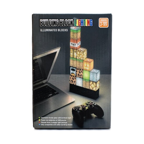 Φωτιστικό με 16 Φωτιζόμενα ABS Block (3.0x3.0x3.0)cm Building Block Lighting 16 Illuminated Blocks NO 29112 (oem)