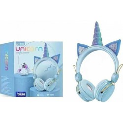AH805 Unicorn Ασύρματα/Ενσύρματα On Ear Παιδικά Ακουστικά Μπλε