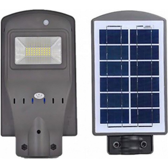 Στεγανό Ηλιακό Φωτιστικό Δρόμου IP65 με Ανιχνευτή Κίνησης, Αισθητήρα Φωτός και Τηλεχειριστήριο και Ψυχρό Λευκό Φως σε Γκρι Χρώμα JD-1920A