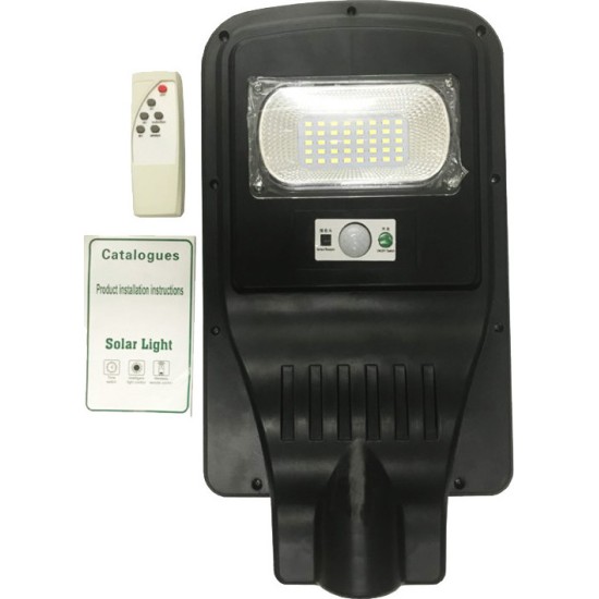 Στεγανό Ηλιακό Φωτιστικό Δρόμου IP65 με Ανιχνευτή Κίνησης, Αισθητήρα Φωτός και Τηλεχειριστήριο και Ψυχρό Λευκό Φως σε Γκρι Χρώμα JD-1920A