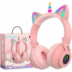 Unicorn STN27 Ασύρματα Bluetooth Over Ear Ακουστικά με 7 ώρες Λειτουργίας Ροζ