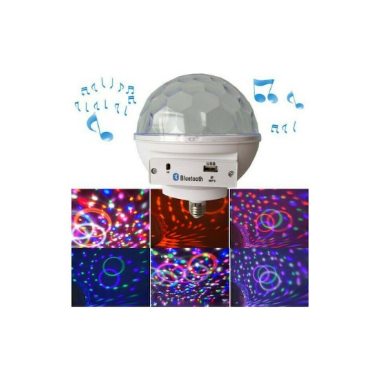 Crystal Magic Ball Light Bluetooth Bluetooth Διακοσμητικό Φωτιστικό Party Light LED MP3 Player/microSD/USB σε Λευκό Χρώμα