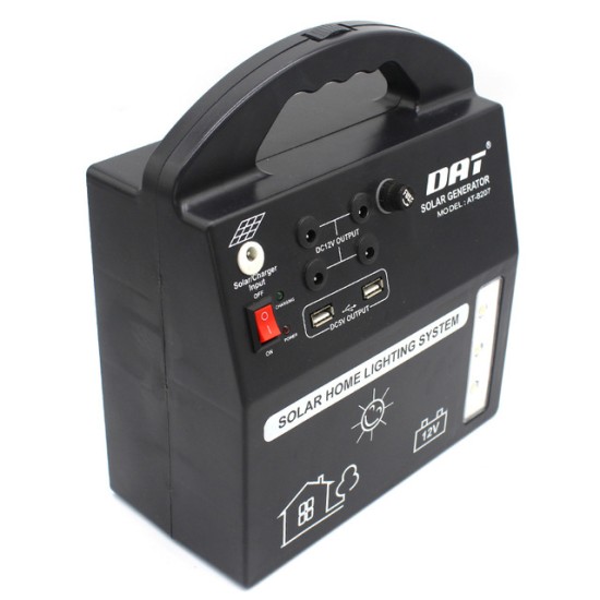 AT-8207 Ηλιακό Σύστημα Φωτισμού & Φόρτισης με Panel 10W, Μπαταρία & 4 Λάμπες LED 120LM