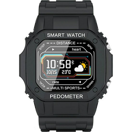 SQR I2 Smartwatch με Παλμογράφο (Μαύρο)