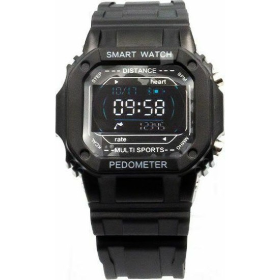 SQR I2 Smartwatch με Παλμογράφο (Μαύρο)