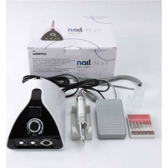 ZS-711 Τροχός Νυχιών Ρεύματος 35000rpm με Πεντάλ σε Λευκό Χρώμα 65W