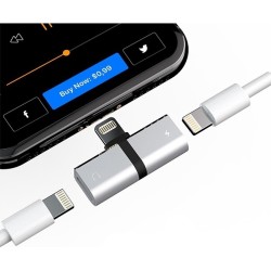 Μετατροπέας Lightning male σε Lightning 2x female Ασημί