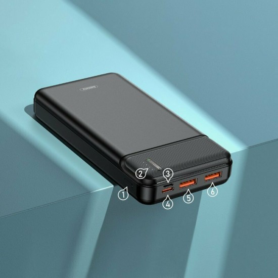 Remax RPP-238 Power Bank 20000mAh 22.5W με 2 Θύρες USB-A και Θύρα USB-C Power Delivery / Quick Charge 3.0 Μαύρο
