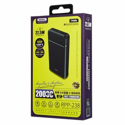 Remax RPP-238 Power Bank 20000mAh 22.5W με 2 Θύρες USB-A και Θύρα USB-C Power Delivery / Quick Charge 3.0 Μαύρο