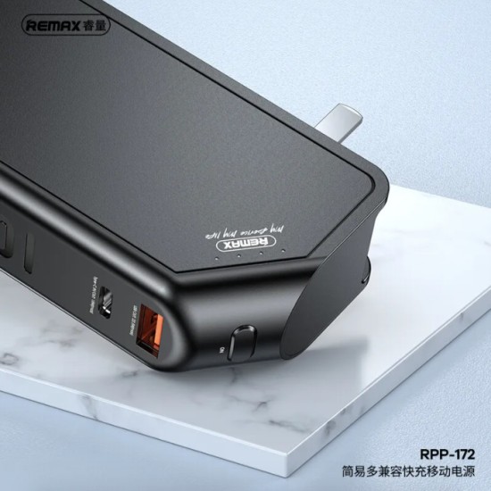 Remax RPP-172 Power Bank 10000mAh 22.5W με Θύρα USB-A και Θύρα USB-C Μαύρο