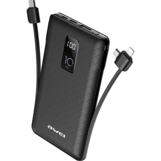 Awei P8K Power Bank 10000mAh με Θύρα USB-A Μαύρο