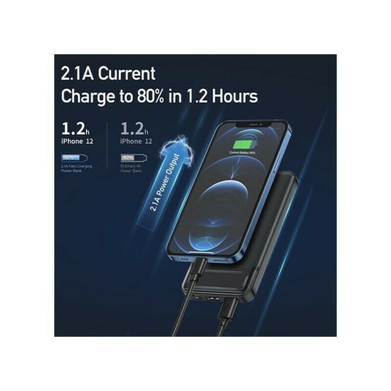 Awei P5K Power Bank 10000mAh με 2 Θύρες USB-A Μαύρο