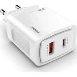 Moxom Φορτιστής Χωρίς Καλώδιο με Θύρα USB-A και Θύρα USB-C 18W Quick Charge 3.0 Λευκός (MX-HC66)