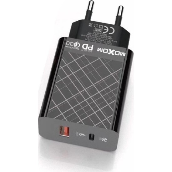 Moxom Φορτιστής Χωρίς Καλώδιο με Θύρα USB-A και Θύρα USB-C 22.5W Power Delivery / Quick Charge 3.0 Μαύρος (MX-HC27)