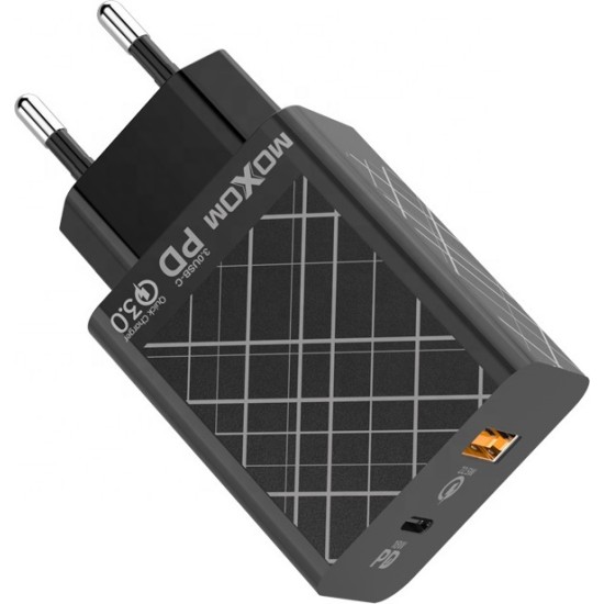 Moxom Φορτιστής Χωρίς Καλώδιο με Θύρα USB-A και Θύρα USB-C 22.5W Power Delivery / Quick Charge 3.0 Μαύρος (MX-HC27)