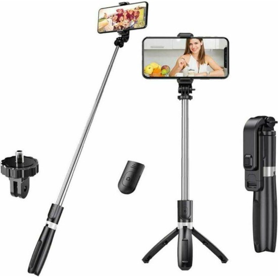 L02S Selfie Stick Τρίποδο Κινητού με Bluetooth Μαύρο