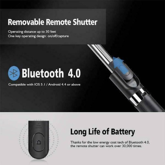 Andowl Q-A60 Selfie Stick Τρίποδο Κινητού με Bluetooth Μαύρο Andowl Q-A60 Selfie Stick Τρίποδο Κινητού με Bluetooth Μαύρο