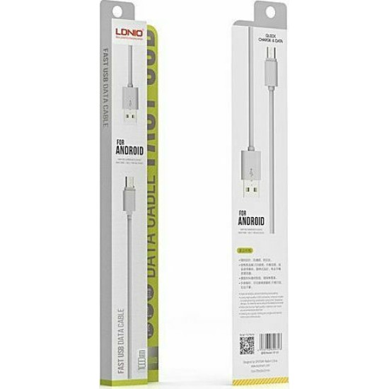 Ldnio Regular USB 2.0 to micro USB Cable Λευκό 1.2m (SY-03S)