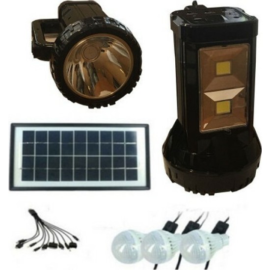 GDLite Ηλιακο Συστημα Φωτισμου Με Panel,διπλο Φακο, Μπαταρια, USB Κινητων Και 3 Λαμπες Led
