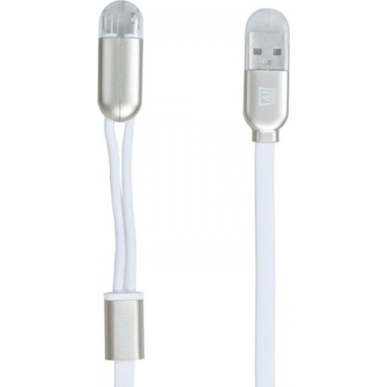Remax Flat USB to Lightning / micro USB Cable Κόκκινο 1m (Binary)