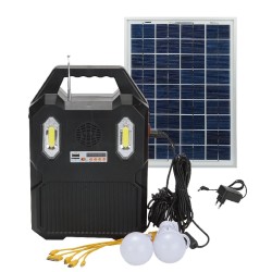 Ηλιακό Σύστημα Φωτισμού & Φόρτισης με Φωτισμό SOS και 4 Λάμπες