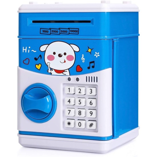 Κουμπαράς Πλαστικός Atm Password Cartoon Bank Mπλε 12.7x11x18.5cm