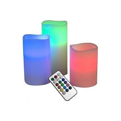 Διακοσμητικό Φωτιστικό με Φωτισμό RGB Κερί LED Μπαταρίας με Άρωμα Βανίλιας 3τμχ με Τηλεχειριστήριο Πολύχρωμο