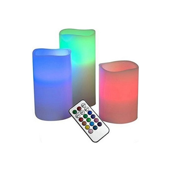 Διακοσμητικό Φωτιστικό με Φωτισμό RGB Κερί LED Μπαταρίας με Άρωμα Βανίλιας 3τμχ με Τηλεχειριστήριο Πολύχρωμο