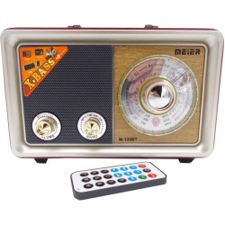Meier M-109BT Retro Επιτραπέζιο Ραδιόφωνο Επαναφορτιζόμενο με Bluetooth και USB Καφέ