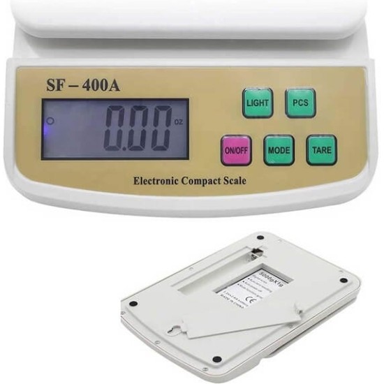 SF-400A Ψηφιακή Ζυγαριά Κουζίνας 1gr/10kg Λευκή