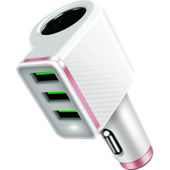 Ldnio Φορτιστής Αυτοκινήτου Λευκός Συνολικής Έντασης 4.2A με Θύρες: 3xUSB 1xΑναπτήρα