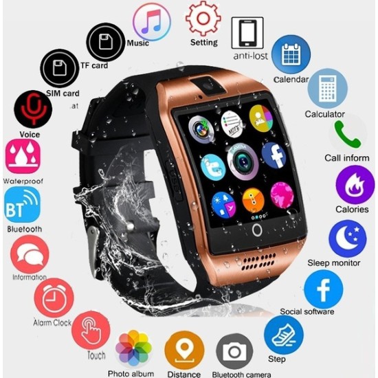 Q18 50mm Smartwatch με SIM (Χρυσό)