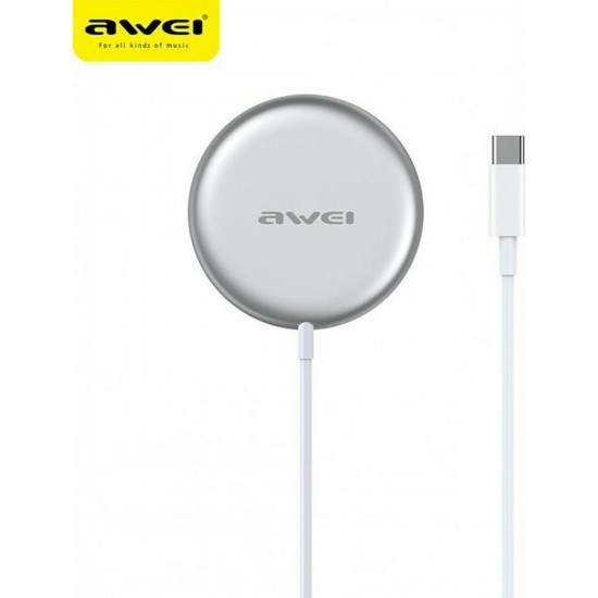 Awei Ασύρματος Φορτιστής (Qi Pad) 15W Λευκός (W10)