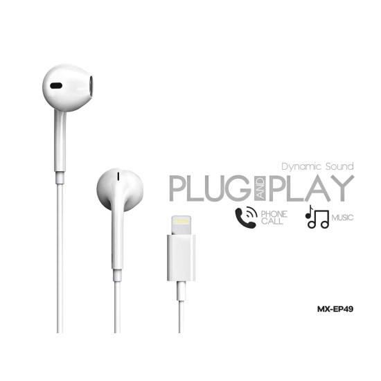 Moxom MX-EP49 Earbuds Handsfree με Βύσμα Lightning Λευκό