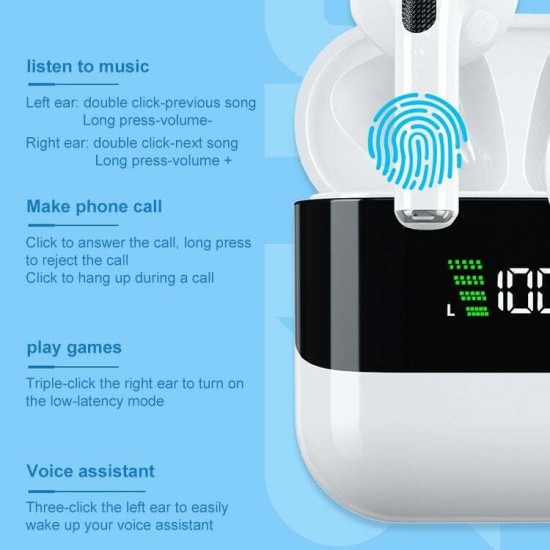 WK SHQ Series VA03 Earbud Bluetooth Handsfree Ακουστικά με Θήκη Φόρτισης Λευκά